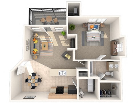 a floor plan of a one bedroom apartment with a balcony